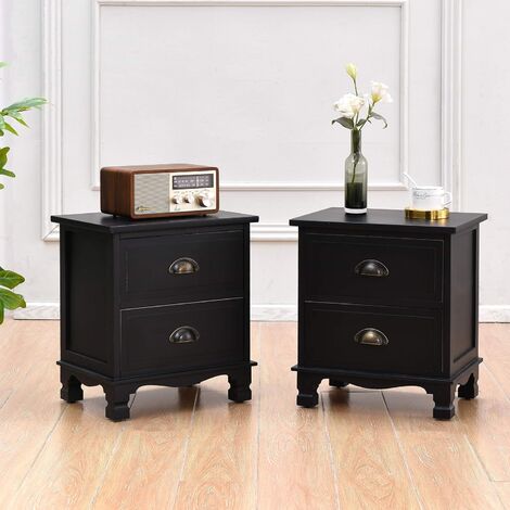 Cherry Tree Furniture Camrose 2x Wooden Bedside Cabinet With Metal