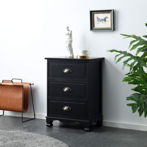 main image of "Cherry Tree Furniture CAMROSE Wooden Chest of Drawers/Bedside Table with Metal Cup Pull Handles 3 Drawer"