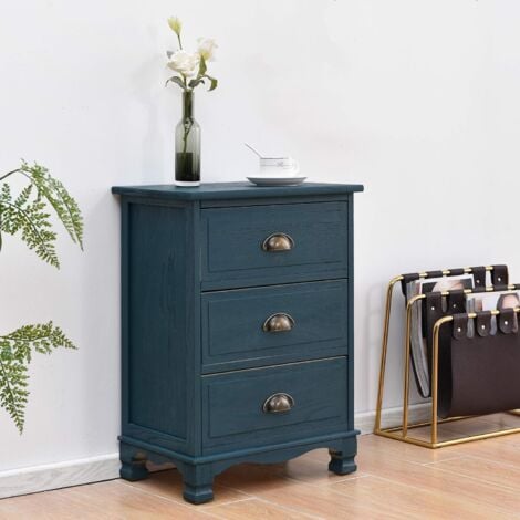 main image of "Cherry Tree Furniture CAMROSE Wooden Chest of Drawers/Bedside Table with Metal Cup Pull Handles 3 Drawer"