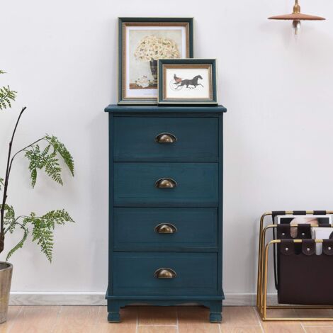 main image of "Cherry Tree Furniture CAMROSE Wooden Chest of Drawers/Bedside Table with Metal Cup Pull Handles 4 Drawer"