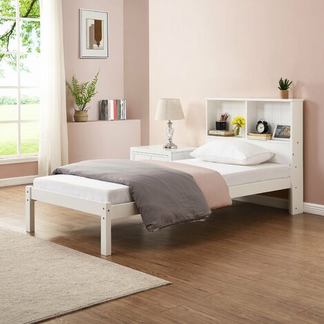 main image of "Cherry Tree Furniture Elgin FSC Certified Wooden Bed Frame with Shelf Headboard"