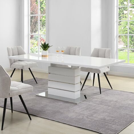 Cherry Tree Furniture Hayne High Gloss White Extending Dining Table 6 to 8 Seater