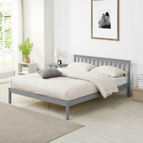 Cherry Tree Furniture Linnelle FSC Certified Solid Wood Bed Frame in Grey UK King