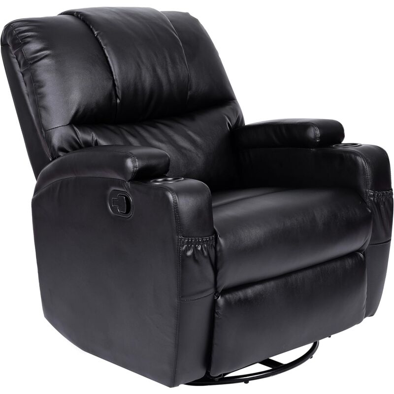 Cherry Tree Furniture Luxury Leather Swivel Recliner Armchair Sofa With Cup Holder Mre002black - Leather Recliner With Cup Holders Cherry Tree Furniture Luxury Leather Swivel Recliner Armchair Sofa With Cup Holder Mre002black - Leather Recliner With Cup Holders
