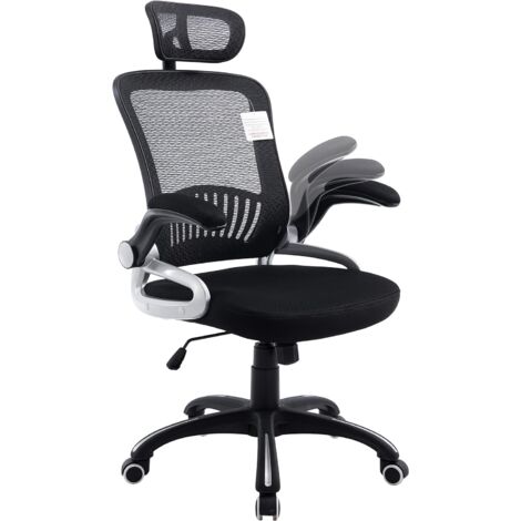 main image of "Mesh High Back Swivel Office Chair with Head Support & Adjustable Arms"