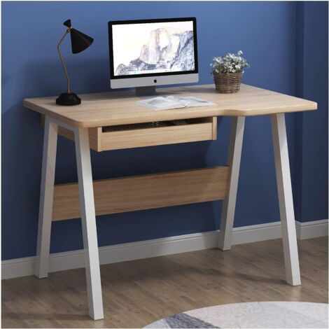 main image of "Cherry Tree Furniture Oak Colour Computer Desk Home Office Workstation Desk with Keyboard Tray"