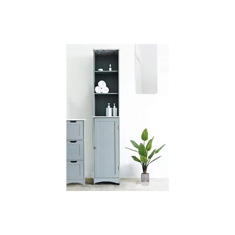 Cherry Tree Furniture Tallboy Free Standing Bathroom Cabinet Tall Storage Unit Cupboard Grey Bat 02 Grey