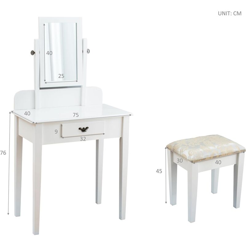 Cherry Tree Furniture White Dressing Table 1 Drawer Makeup Dresser