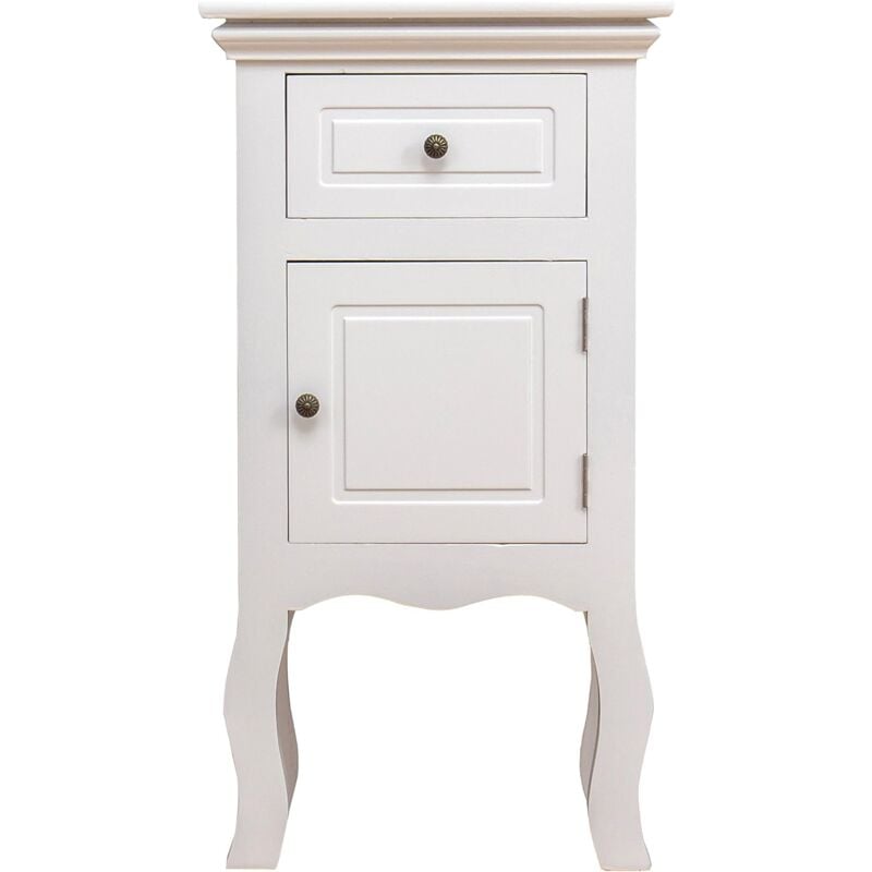 Cherry Tree Furniture Wood White 1 Door 1 Drawer Bedside Table Nightstand Cabinet Bf017 Wht