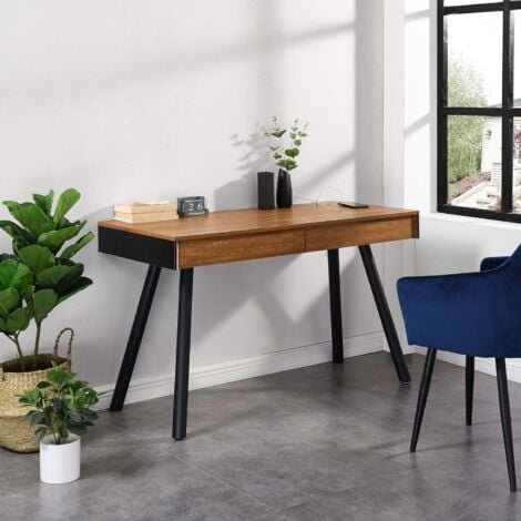 Cherry Tree Furniture ZERMATT Smart Desk with Built-in Bluetooth/USB Speaker & Charger - Walnut Black