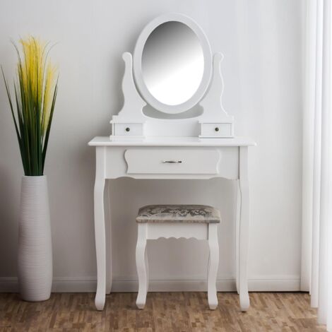 main image of "Dressing Table 3-Drawer with Stool & Oval Mirror"