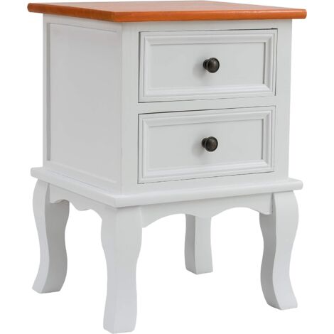 Cherrytree Furniture Wood White Bedside Table 2 Drawers Cabinet In