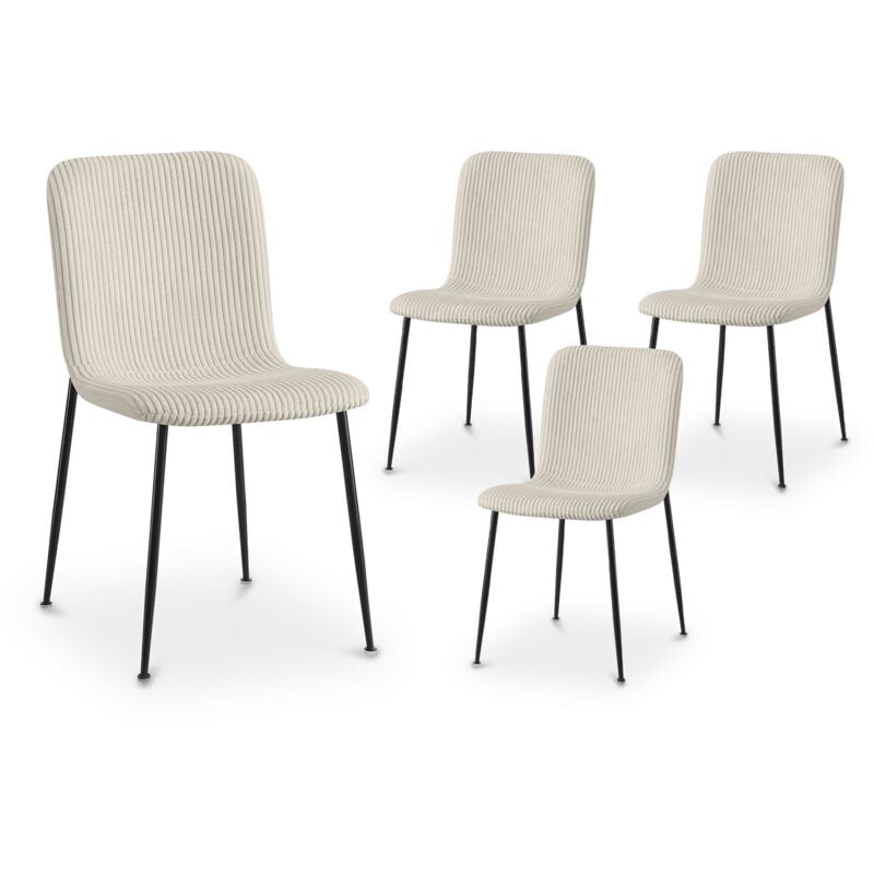 Deco In Paris - cheryl - Lot de 4 chaises en velours gros côtelé beige cheryl