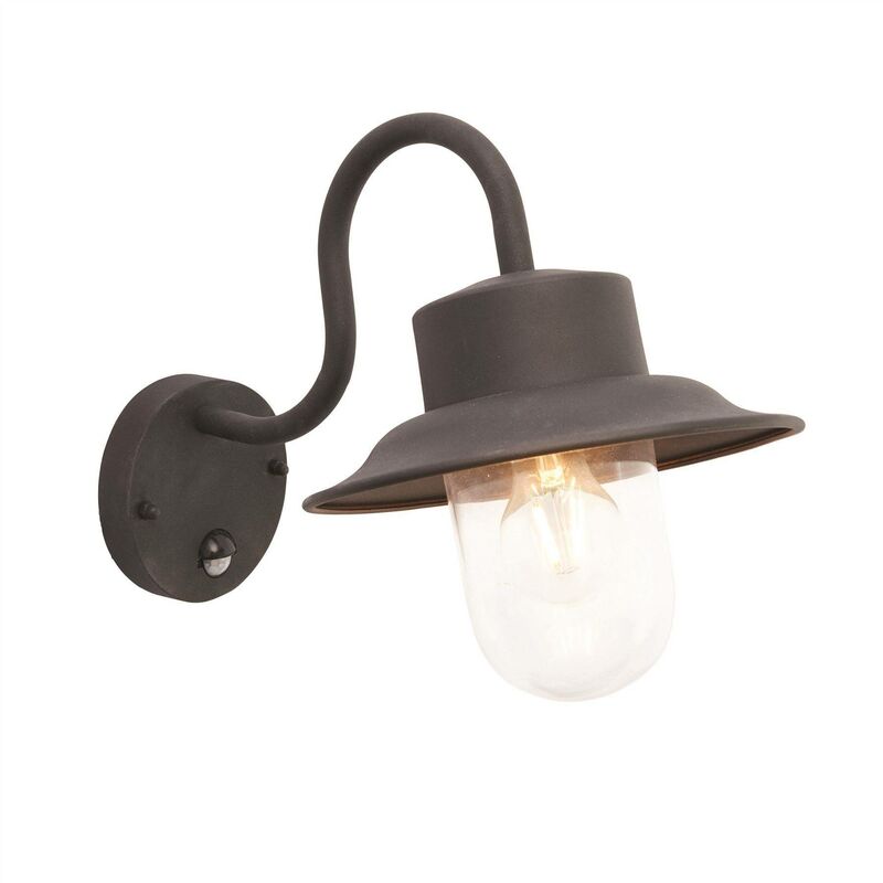 Endon Lighting - Endon Chesham Pir - 1 Light Outdoor PIR Wall Textured Black Paint, Glass IP44, E27