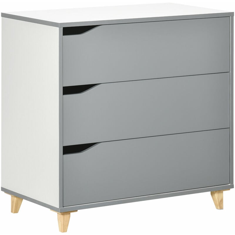 Chest of Drawers 3-Drawer Dresser Storage Cabinet with Solid Wood Legs Grey - Grey