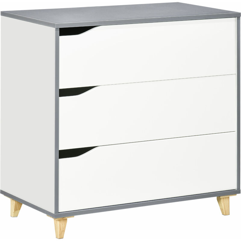 Chest of Drawers 3-Drawer Dresser Storage Cabinet with Solid Wood Legs White - White