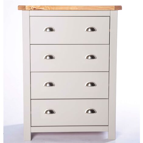 Chest of Drawers 4 Drawer Light Grey Petite Bedroom Furniture Storage Wooden