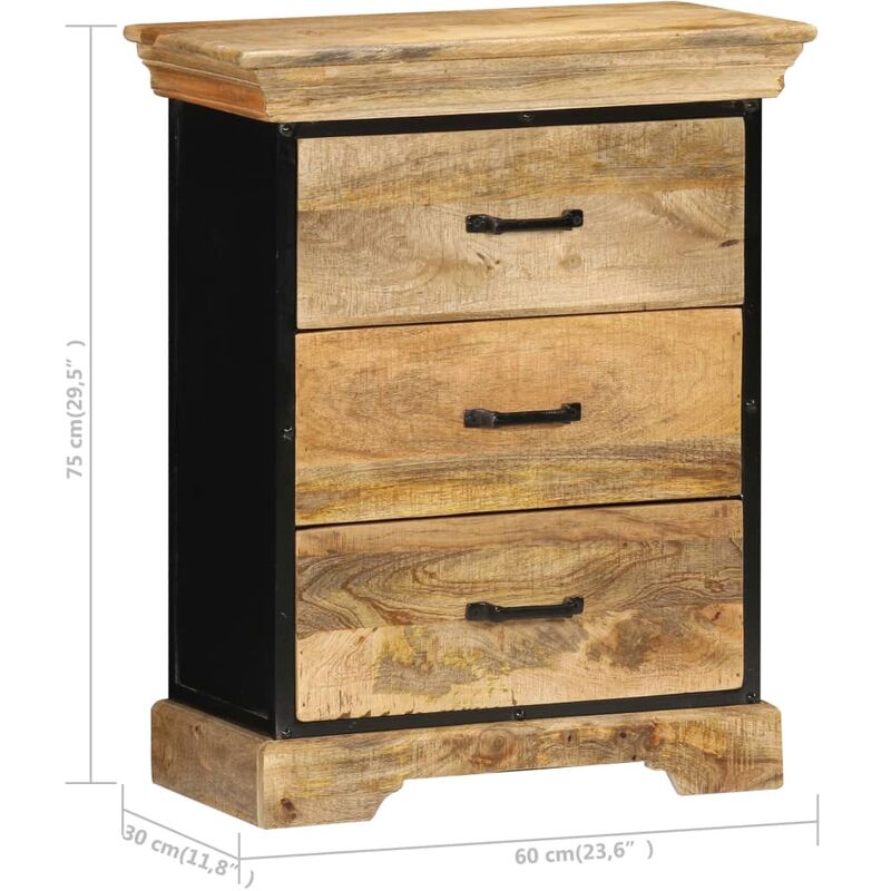 Chest Of Drawers 60x30x75 Cm Solid Mango Wood