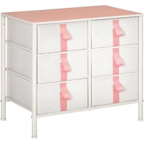 Chest of Drawers Cloth Organizer w/ 3/6 Fabric Drawers Metal Frame Nursery Room 68W x 40D x 61.5Hcm