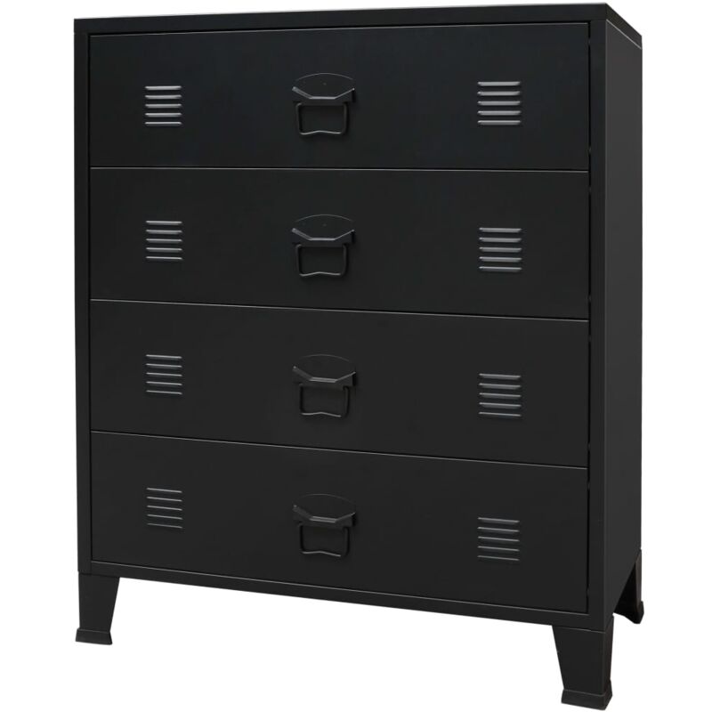 Vidaxl - Chest of Drawers Metal Industrial Style 78x40x93 cm Black