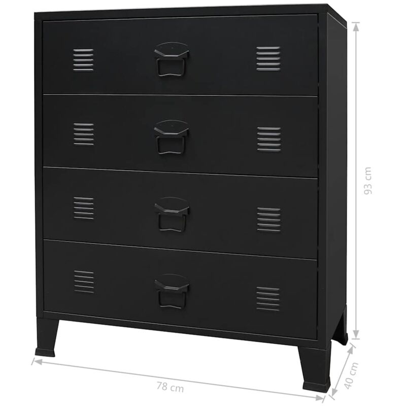 Chest Of Drawers Metal Industrial Style 78x40x93 Cm Black