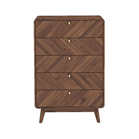 Chest of Drawers - MFC/MDF - L40 x W80 x H123 cm - Columbian Walnut