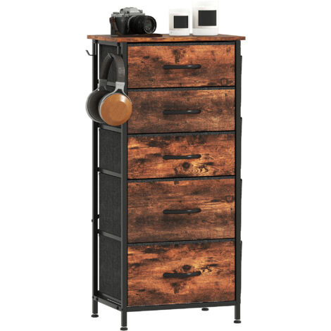 Chest of Five Fabric Drawers - Rustic Brown