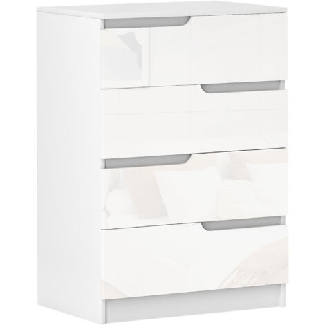 Chest of Four High Gloss Front Drawers - White