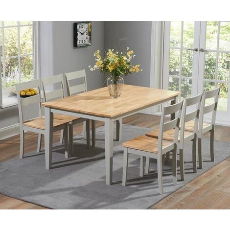 Chester 150cm Oak & Grey Dining Table With 4 Dining Chairs - Oak &amp; Grey