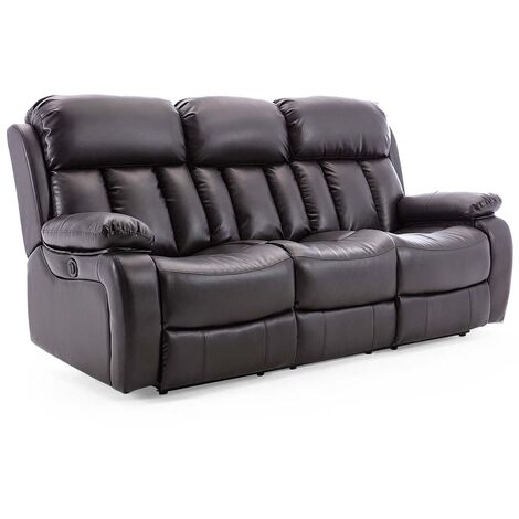 main image of "CHESTER HIGH BACK BOND GRADE LEATHER RECLINER 3+2+1 SUITE SOFA ARMCHAIR SET"