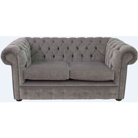 Chesterfield 2 Seater Settee Pimlico Grey Fabric Sofa Offer