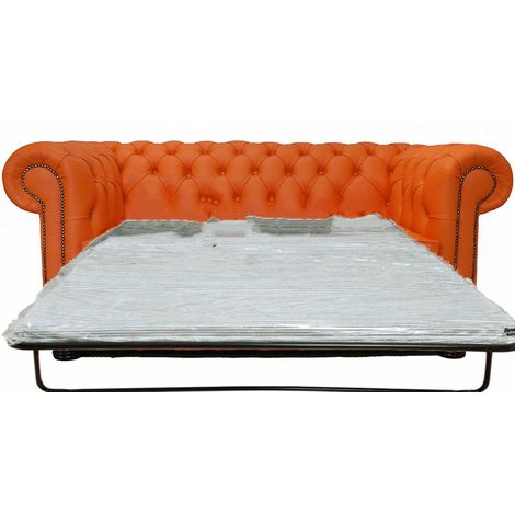 main image of "Chesterfield 2 Seater Settee Sofa Bed Orange Leather"