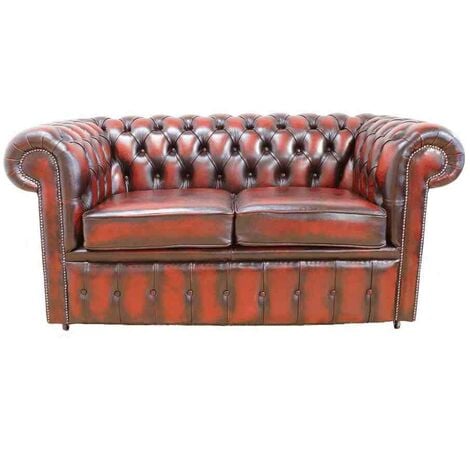 Chesterfield 2 Seater Sofa Bed Antique Oxblood