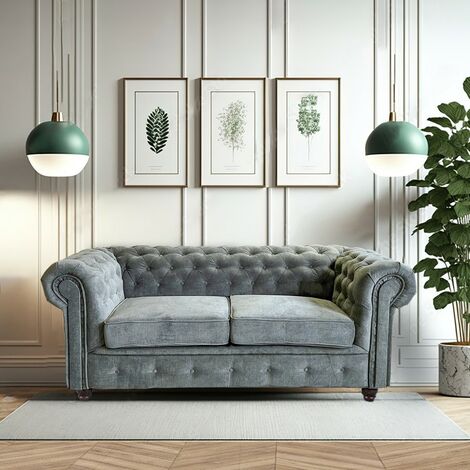 CHESTERFIELD 2-Sitzer-Sofa / Grau/ 183x85x72