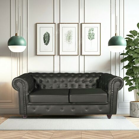 CHESTERFIELD 2-Sitzer-Sofa / Schwarz/ 183x85x72