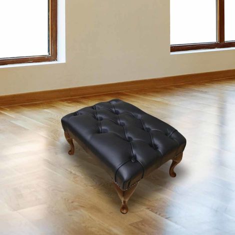 main image of "Chesterfield Queen Anne Footstool UK Manufactured Black"