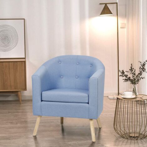 Chesterfield Sessel Loungesessel Cocktailsessel Armsessel,Wohnzimmer Möbel,Design-Polstermöbel(Einzelsofastuhl aus massivem Holz) Blau