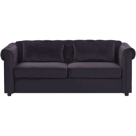 main image of "Chesterfield Sofa Bed Pull Out Button Tufted 3 Seater Black Chesterfield"