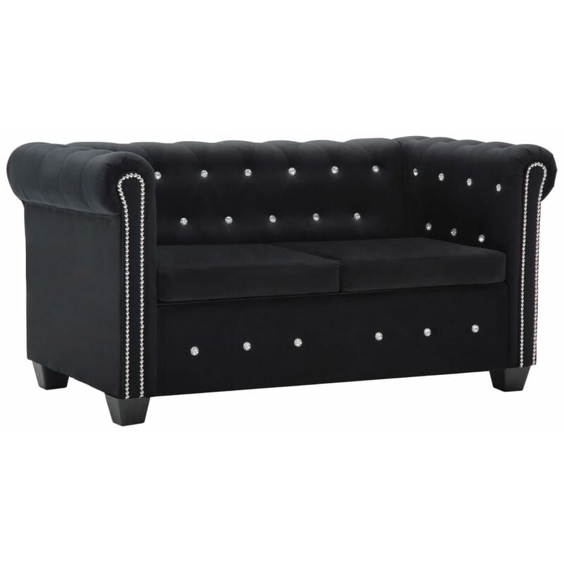 

Chesterfield sofá de 2 plazas de terciopelo 146x75x72 cm negro
