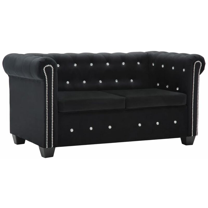 

Sofá Chesterfield de 2 Plazas de Terciopelo 146x75x72 cm Negro - Negro - Vidaxl