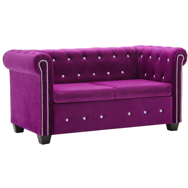 

vidaXL Sofá Chesterfield de 2 Plazas de Terciopelo 146x75x72 cm Morado - Púrpura