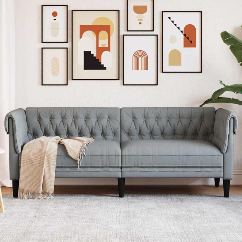 Chesterfield-sofa Hellgrau 201, 5 X 74, 5 X 74, 5 Cm Stoff Vidaxl