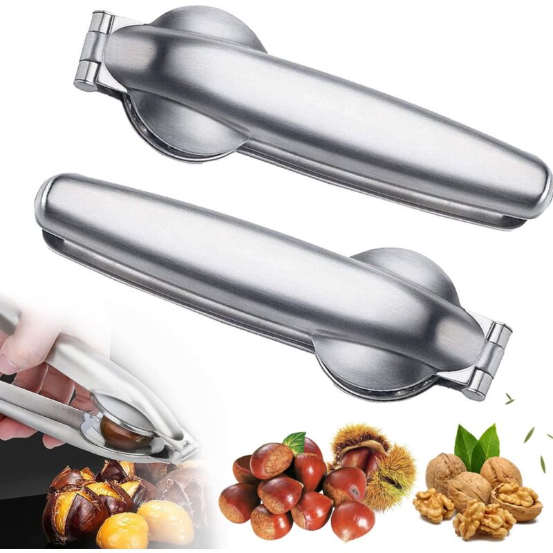 Chestnut Clip, 2 Pieces Chestnut Cutter, Stainless Chestnut Clip, Chestnut Cutter, Nut Cracker, Multifunctional Chestnut Clip, 2 in 1 Chestnut