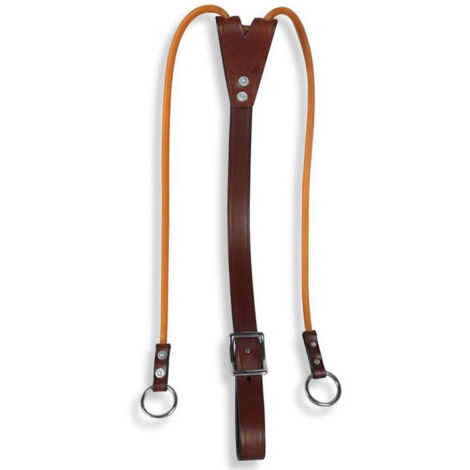 Chestnut - Martingala western in cuoio liscio con forchetta in gomma elastica
