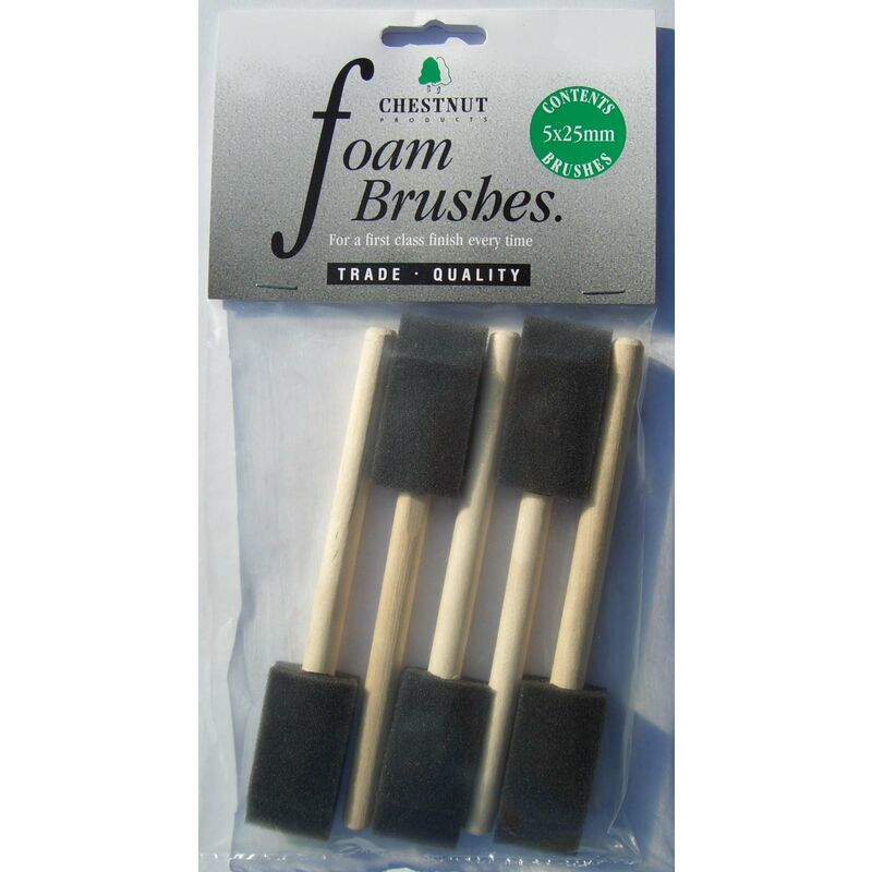 CHESTNUT PRODUCTS FB25 Woodworking Foam Brushes 25mm, Pack of 5