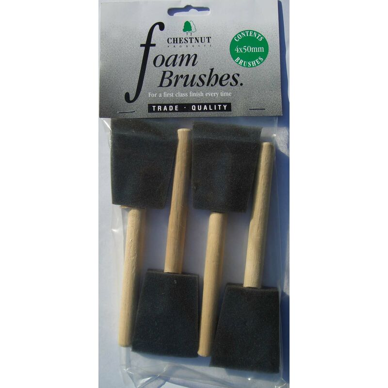 Charnwood - chestnut products FB50 Woodworking Foam Brushes 50mm, Pack of 4