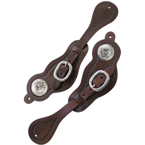 Chestnut rosso - Cinturini per speroni western con concho