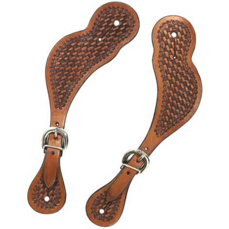 Chestnut Rosso - Sangles en cuir pour éperons avec impression basketball