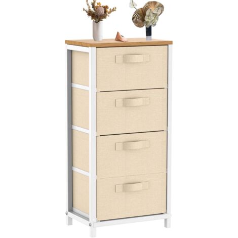 Chests of drawers,Chest of Drawers for Bedroom with 4 Drawers, Wide with Sturdy Steel Frame, Fabric Dresser, Storage Organizer Unit with Fabric Bins for Closet, Living Room, (45LX30DX93H)cm