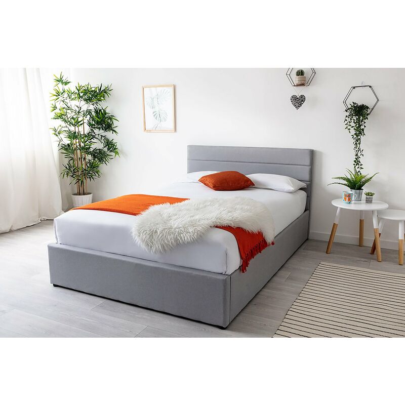 Chettle Grey Fabric Ottoman Bed King Size 5ft - Grey